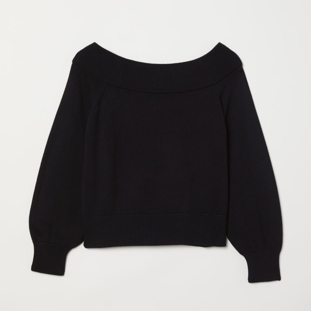 H&M M Black Off The Shoulder Sweatshirt